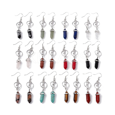Gemstone Bullet & Dancer Dangle Earrings EJEW-I276-05P-1