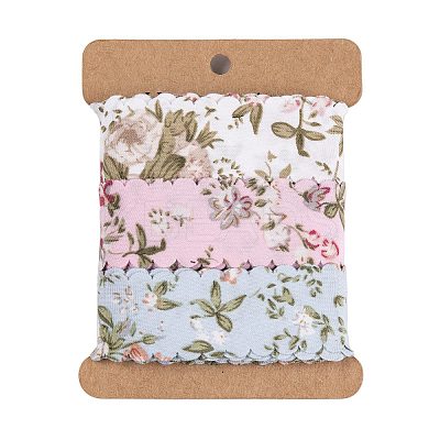 6 Yards 3 Colors Polyester Flower Printed Ribbon OCOR-A008-03B-1