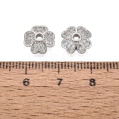 Brass Micro Pave Clear Cubic Zirconia Bead Caps KK-Q071-12P-02-1