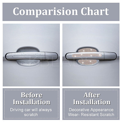 10Pcs 2 Style Car Door Handle Bling Rhinestones Stickers AJEW-GF0007-36-1