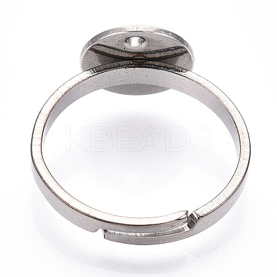 Tarnish Resistant Adjustable 304 Stainless Steel Pad Ring Settings LS-STAS-S064-11-1