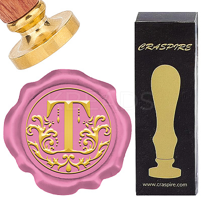 Brass Wax Seal Stamps with Wood Handle AJEW-WH0412-0253-1