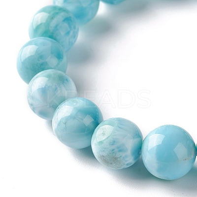 Natural Larimar/Pectolite Round Beaded Stretch Bracelet BJEW-A120-01E-1