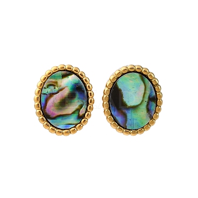 304 Stainless Steel Natural Paua Shell Stud Earrings EJEW-Z103-02G-01-1