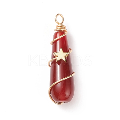 Dyed Natural Carnelian Pendants PALLOY-JF01866-01-1