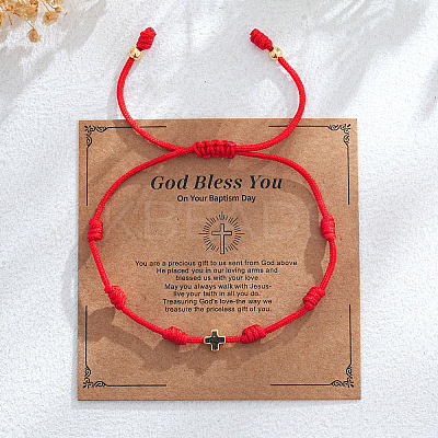 Adjustable Brass Bead Braided Bead Bracelets GN5772-3-1
