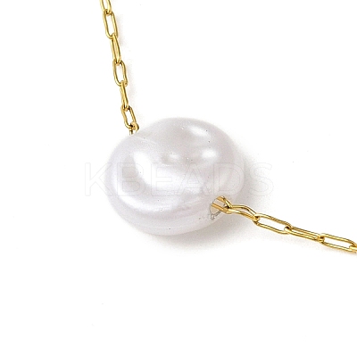 304 Stainless Steel & Plastic Pearl Link Chain Necklaces for Women NJEW-K383-04A-G-1