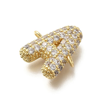 Brass Micro Pave Cubic Zirconia Letter Links X-KK-I717-04A-1