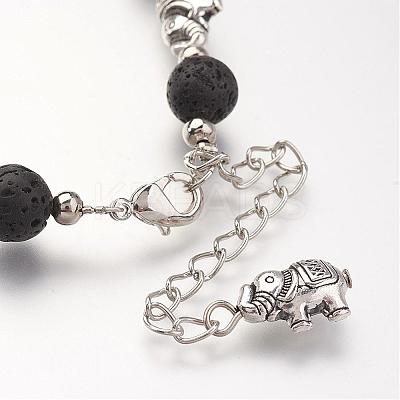 Natural Lava Rock Beads Bracelets BJEW-JB02715-1