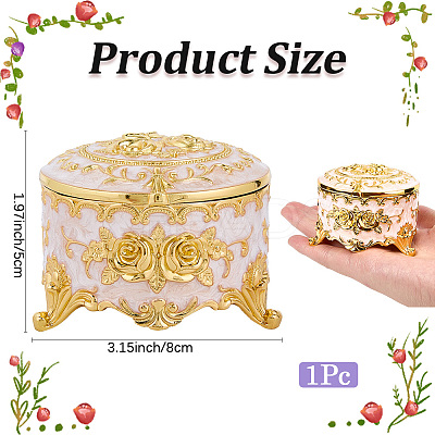 Alloy Pink Enamel Trinket Storage Decorative Boxes CON-WH20001-20A-1