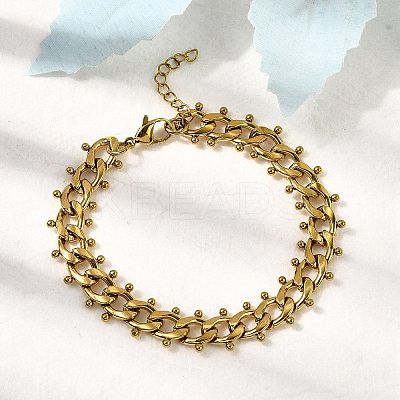 Punk Style 304 Stainless Steel Curn Chain Bracelets for Women BJEW-A044-01G-1