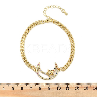 Brass Micro Pave Clear Cubic Zirconia Link Bracelets LS-BJEW-M050-03G-01-1