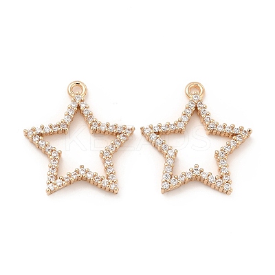 Brass Micro Pave Cubic Zirconia Pendants KK-E071-14KCG-1