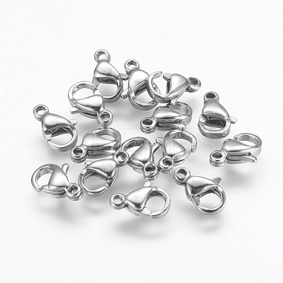 Tarnish Resistant 304 Stainless Steel Lobster Claw Clasps STAS-F125-9x6mm-P-1