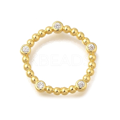 Rack Plating Brass Clear Cubic Zirconia Linking Rings KK-I716-26G-01-1
