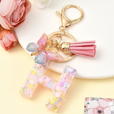 Resin & Acrylic & Faux Suede Tassel Keychain KEYC-YW00124-08-1