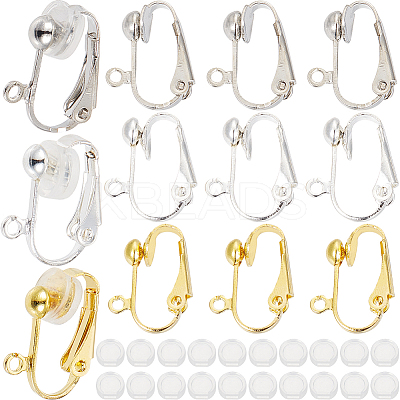 36Pcs 3 Colors Brass Clip-on Earring Findings KK-SP0001-07-1