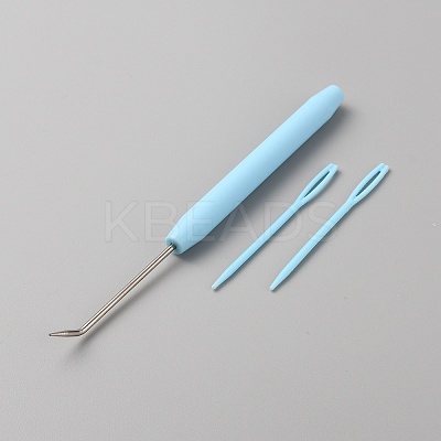 Plastic & Iron Bent Tip Crochet Needle TOOL-WH0159-06B-1