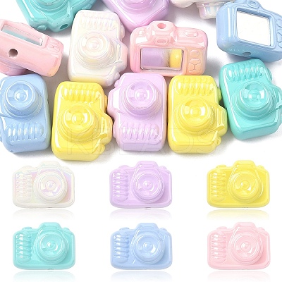 12Pcs 6 Colors Opaque Acrylic Beads MACR-YW0004-66-1