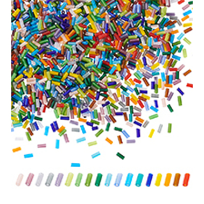 1800Pcs 18 Colors Frosted Glass Tube Beads FGLA-PH0001-09-1