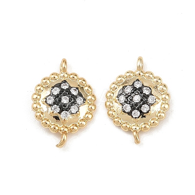 Brass Pave Clear Cubic Zirconia Connector Charms KK-L251-19G-02-1