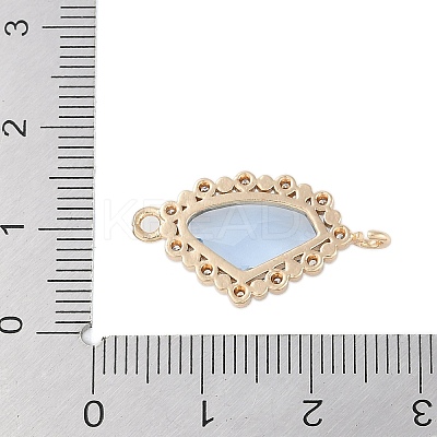 Golden Plated Brass Pave Clear Cubic Zirconia Connector Charms KK-L218-002G-02-1