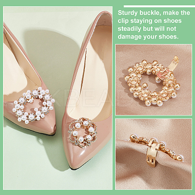 4Pcs 2 Styles Flower/Oval Alloy Rhinestone Detachable Shoe Buckle Clips FIND-FG0003-15-1