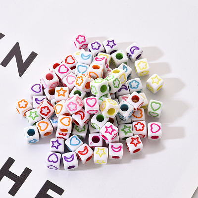 Craft White Acrylic Beads SACR-YW0001-14-1