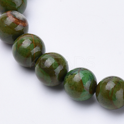 Dyed Natural Green Jade Beaded Stretch Bracelets BJEW-S128-01-1