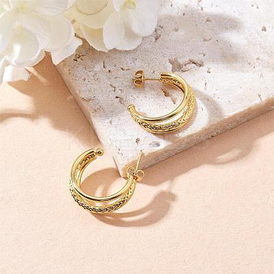 Stainless Steel Triple Line Claw Stud Earrings for Women JE1104A-1