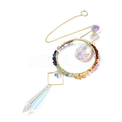 Natural Mixed Stone Chips Hanging Ornaments G-Z051-01H-1