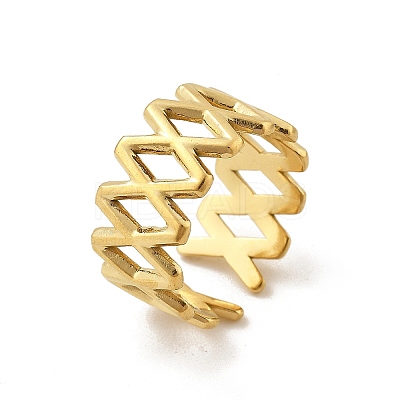 Letter X 304 Stainless Steel Open Cuff Rings RJEW-R014-02G-03-1