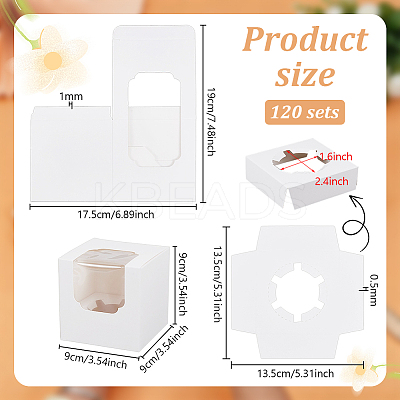 Cube Paper Cupcake Storage Boxes with Visible Window BAKE-WH0002-002B-1