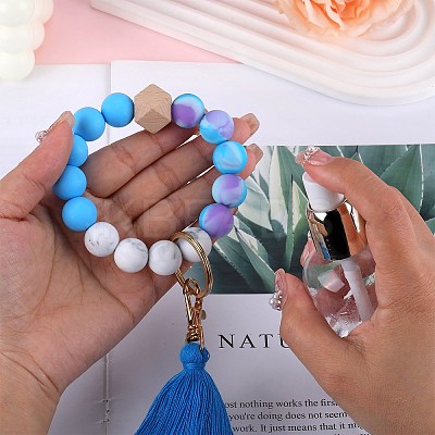 Silicone Round Beaded Keychain Wristlet KEYC-SZC0005-01D-1