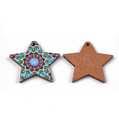 Printed Basswood Pendants LS-WOOD-S045-056B-1