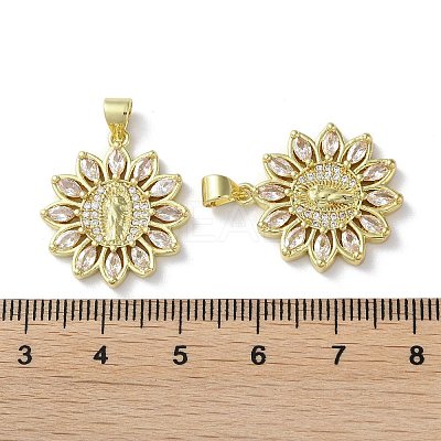 Rack Plating Brass Cubic Zirconia Pendants KK-M272-02G-1