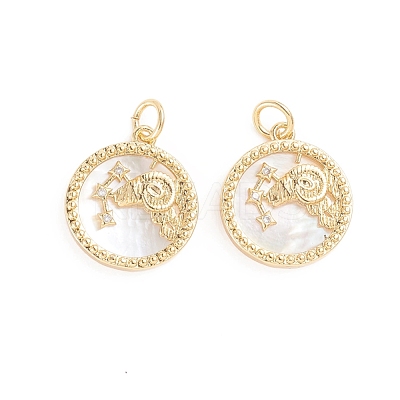 Brass Micro Pave Cubic Zirconia Pendants ZIRC-E164-36F-G-1