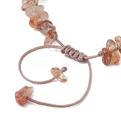 2Pcs Adjustable Natural Black Gold Rutilated Quartz Chip Beads Braided Bead Bracelets BJEW-JB11914-1