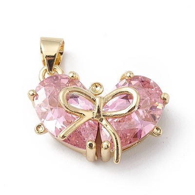 Rack Plating Brass Micro Pave Cubic Zirconia Pendants KK-E003-18G-03-1