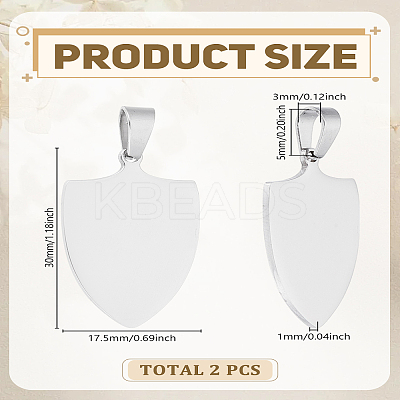 2Pcs 304 Stainless Steel Pendants STAS-LP0004-67-1