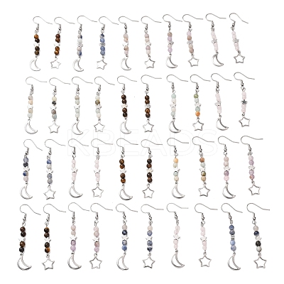 Natural Mixed Stone Dangle Earring EJEW-JE05934-1