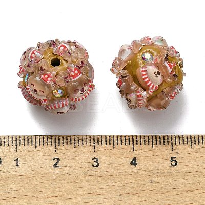 Christmas Theme Polymer Clay Rhinestone Beads with Resin RESI-Z045-01E-1