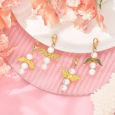 Angel Shell Pearl & Alloy Pendant Decoration HJEW-JM02402-1