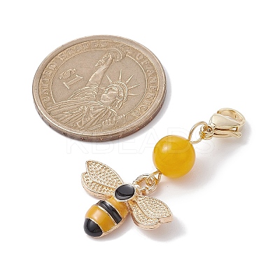 Bee & Honeycomb & Flower Alloy Enamel Pendant Decorations HJEW-JM01600-01-1