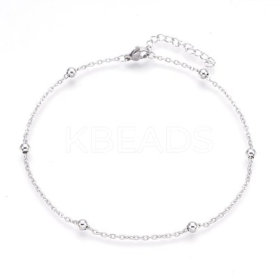 Tarnish Resistant 304 Stainless Steel Cable Chain Anklets LS-AJEW-P069-03P-1