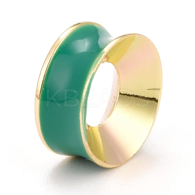 Grooved Brass Enamel Beads KK-O140-22B-1