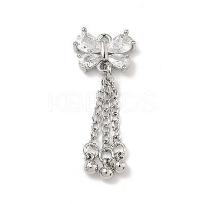 Brass Micro Pave Clear Cubic Zirconia Pendants KK-D228-02P-01-1