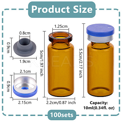 Glass Freeze-Dried Powder Bottle Vial with Cap AJEW-WH0596-021B-1