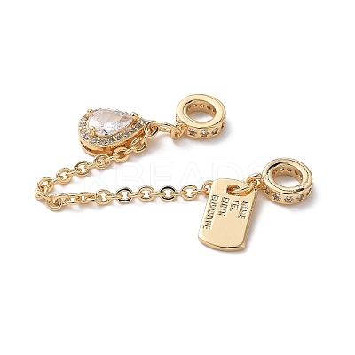 Brass Micro Pave Clear Cubic Zirconia Cable Chain European Beads KK-G531-07C-G-1