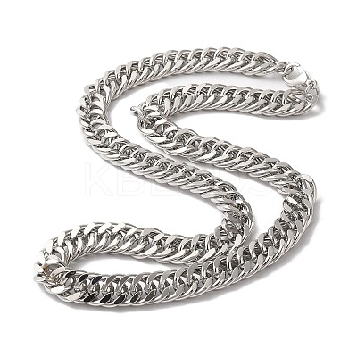Iron Cuban Link Chain Necklaces for Women Men NJEW-A028-01C-P-1